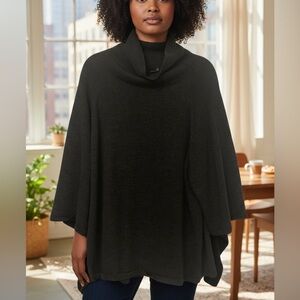 Eileen Fisher Charcoal Wool Poncho Tunic Sweater in size Large